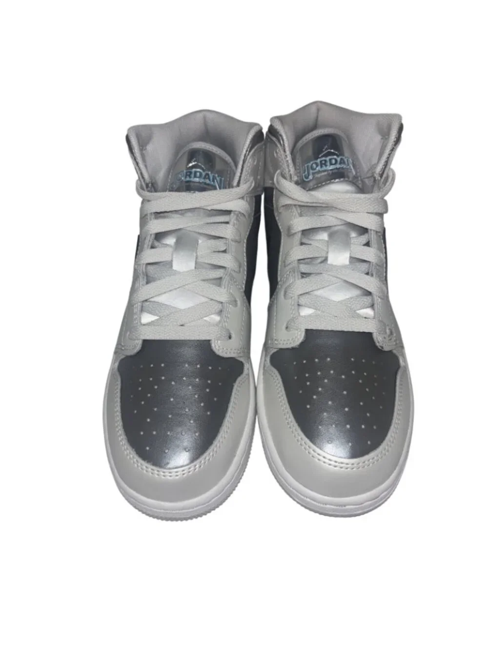 Nike Big Kids Air Jordan 1 Mid SE Athletic Shoes Grey/White  Size 5Y